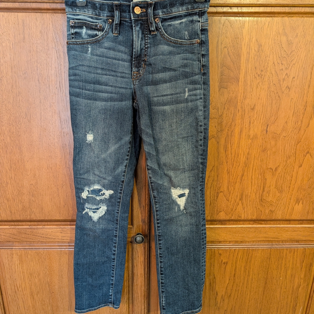 J. Crew Women's Distressed Dark Blue Skinny Jeans